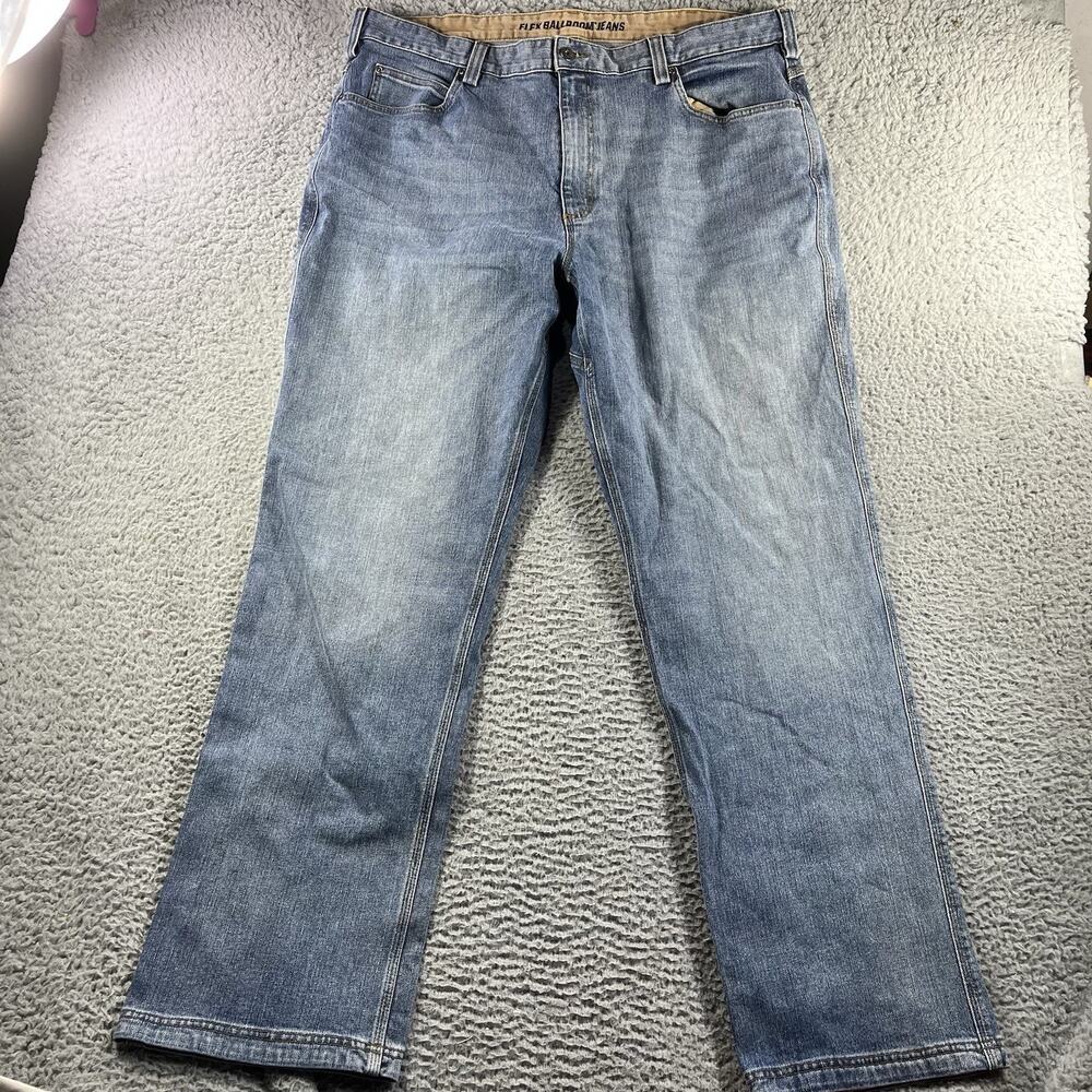 Duluth Trading Co Flex Ballroom Jeans Mens 42x34 Blue Relaxed Fit Denim Work